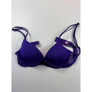 PINK Push-Up Plunge Bra Purple Lace‎ Detail Sexy Lingerie 34B